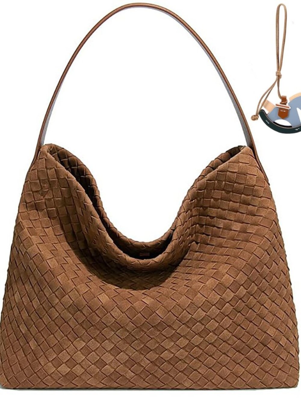 Woven Suede Shoulder Bag for Women,Suede Handbag Hobo Fashion Tote Bag Satchel